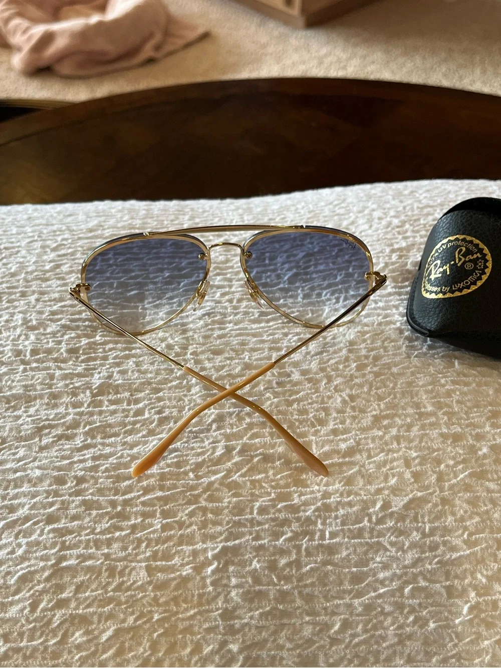 Ray-Ban Blaze Aviator Sunglasses - Arista Gold Frame with Blue Gradient Lenses